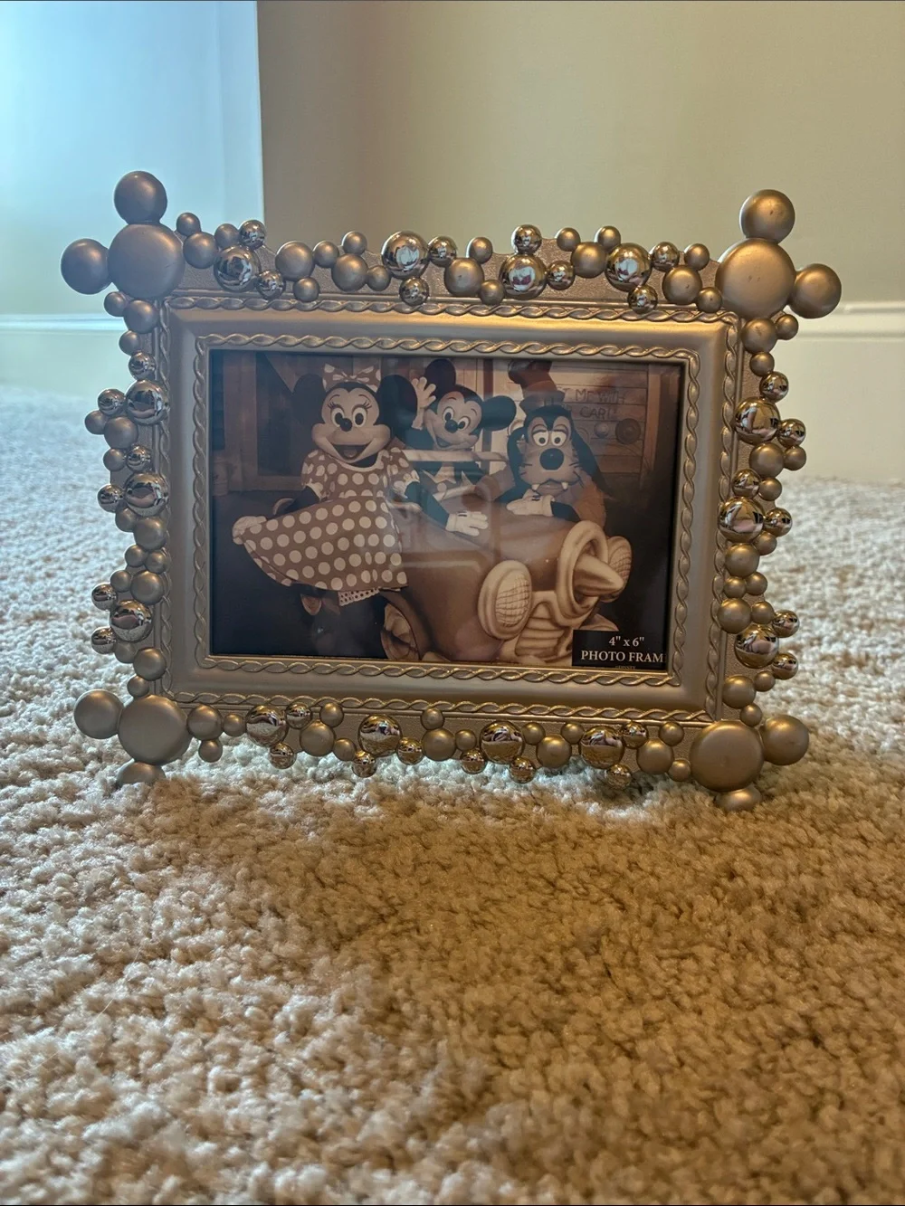 Disney Silver Beaded Mickey & Friends Accent Picture Frame